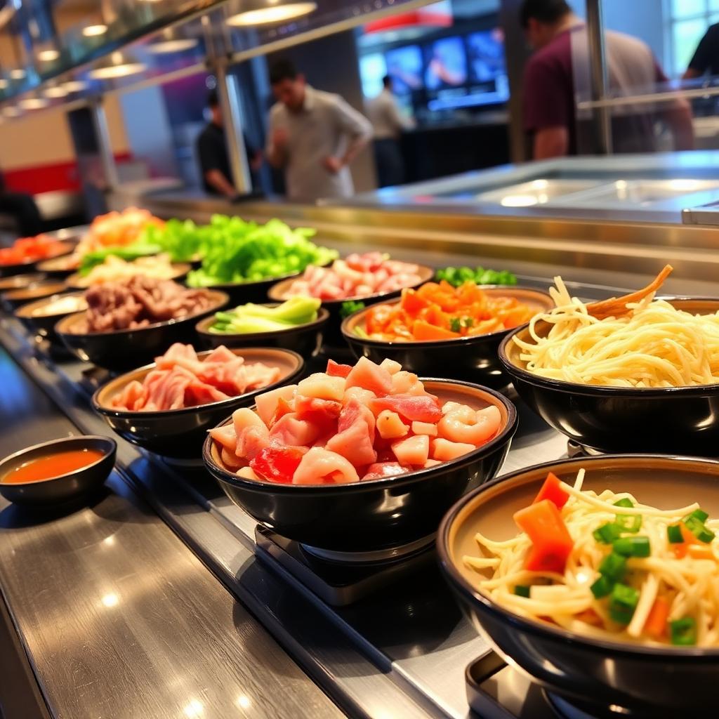 Buffet line of fresh ingredients