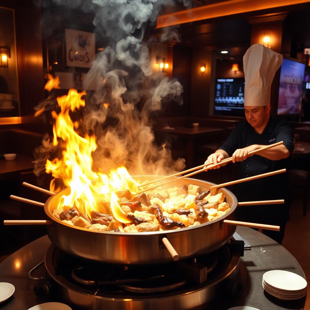 Chef cooking on grill